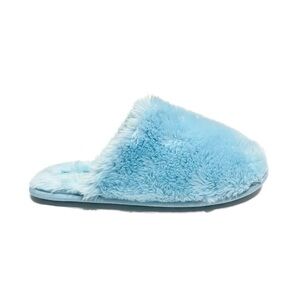 Vintage 1990s deadstock fuzzy pastel blue faux fur mule style slippers